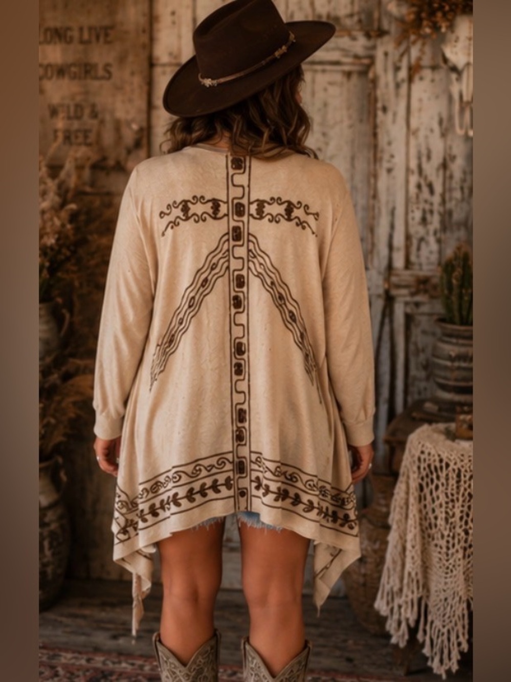 New‼️ Young Threads 🐴 Embroidered Boho Draped Cardigan NWT M Western Festival - Picture 4 of 12